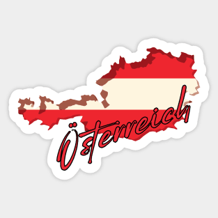 Austria map, Austria flag Sticker